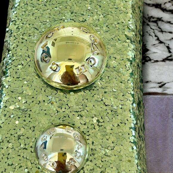 Super RARE COACH STORE DISPLAY Green with BRASS Coach Studs I Letter Sign Decore - Picture 10 of 11